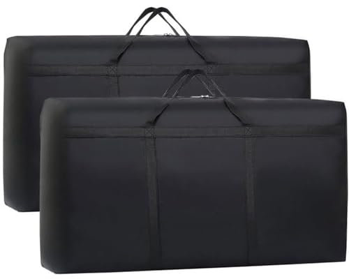 Large Storage Bags, 2 Pcs 90L Waterproof Luggage Bag Waterproof Heavy Duty 600D Oxford Moving Bags For Bedding Duvets Pillows Laundry Clothes or Moving home 80x45x25CM Black