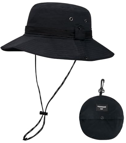 YAMEIZE Chapeau de Seau Imperméable UPF50+Bucket String - pour Femme Homme Chapeau Safari Protection UV avec Ajustable Chapeau de Pêche Plage Randonnée