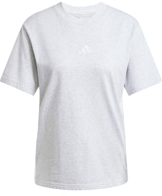 adidas Damen Essentials 3-Stripes Cotton T-Shirt, Light Grey Heather/White, XXS