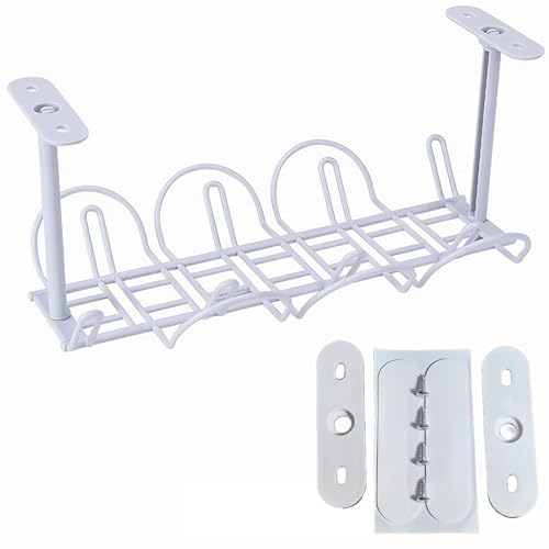 Syiyunran Gestion des Câbles Cable Management - 1 pièce Blanche sous Le Bureau Rack de Rangement Tray Tiroir Convient pour Organiser Les Prises et Le Câblage dans Les Bureaux Les Cuisines etc.