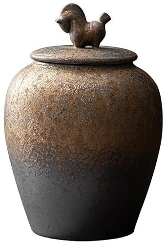 NobeOnbe Jarra de té de cerámica Rugosa de Estilo Chino de 700 ml, Frasco Sellado pequeño de cerámica, latas de Almacenamiento de té