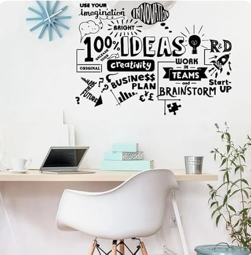 Wandtattoo Büro Arbeit Kreativität Team Wandaufkleber Wandtattoo Wohnkultur, schwarz, 80cmbreit x 58cmhoch