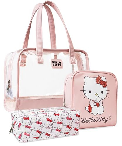 Hello Kitty Lot de 3 Trousses de Toilette Zippées pour Femme - Cadeaux Femme