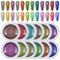 GZMAYUEN Chrom Nagel Pulver, 12-Farben Metallic Chrom Pulver, Spiegel Effekt Nagel Chrom Pigment für Nail Art Dekoration Maniküre