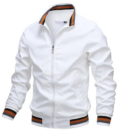 ZUOYIMEI Jacke Herren Casual Jacke Herren Regular Fit Mode Langarm Jacke Herren Taschen Jacke Herren Sport Jacke Herren Outdoorjacke Herren O-White 4XL