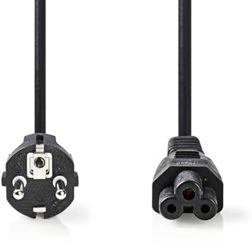 Stromkabel - Schutzkontaktstecker - IEC-320-C5 - Gerade - Gerade - Vernickelt - 3.00 m - Rund - PVC - Schwarz - Label