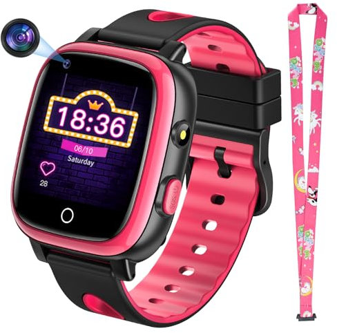 TotsyFun 4G Smartwatch Kinder mit langanhaltender Video & Phone Call, Kids Smartwatch mit IP68 Wasserdicht, SOS, GPS, WiFi, Schrittzähler, Schulmodus für Jungen Mädchen 5-14 Jahre Geschenk (Rot)