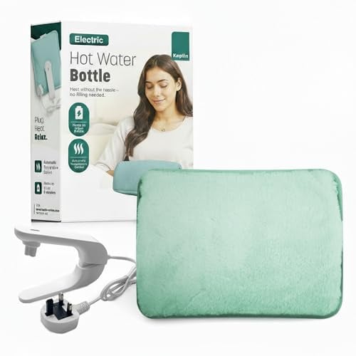KEPLIN Rechargeable Electric Hot Water Bottle Soft & Cosy Bed, Hand & Body Warmer - Fast Heating, Auto-Shut Off Function, Over-Heat Protection & No Refill Heat Pad (Teal)