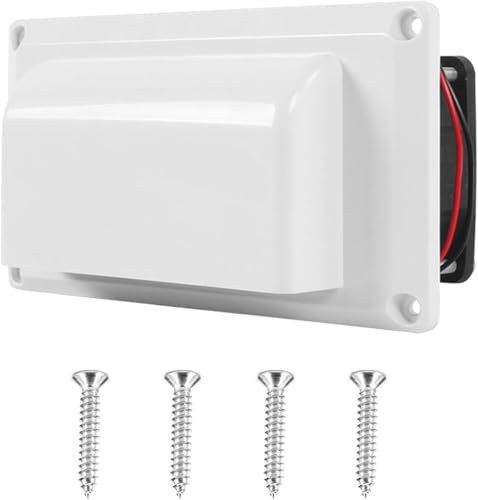 Flylin 12V RV Side Vent Fan, Air Vent Ventilation Fan with Mounting Screws Plastic Exhaust Fan for RV Motorhome Caravan Camper Boat Marine Yacht (White)