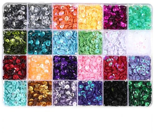 Giantree 5,5 mm Pailletten zum Basteln, 20000 Lose Pailletten mit Box Lose Craft Pailletten für DIY Kunsthandwerk Nähen Dekoration