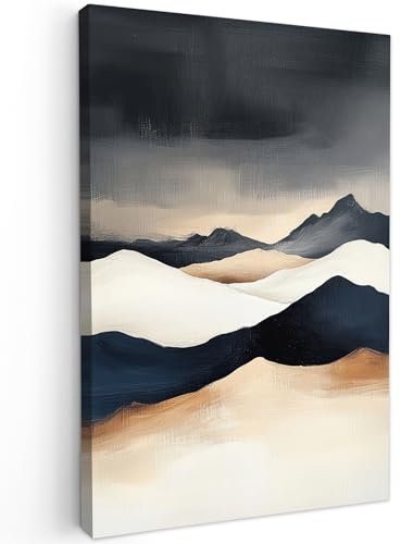 MuchoWow© Wandbilder 60x90 cm Schlafzimmer Home Deko Wohnung Bild Wohnzimmer Fotoleinwand Wand Bilder Leinwand Wall Decor Berge - Dunkelblau - Landschaft