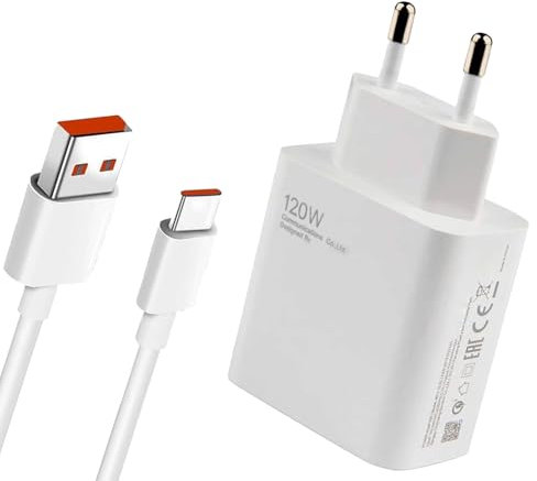 Huybaa Cargador xiaomi 120w, Cargador rápido 120W Turbo con 6A 1m USB C Cable, para Xiaomi 14 13 12 xiaomi Poco F7 Ultra F6 Redmi Turbo 4 3 Note 14 13 12 11 Pro etc