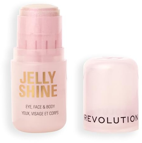 Revolution Jelly Shine Highlight Stick, Highlighter für Augen, Gesicht & Körper, Geltextur mit Perlglanzeffekt, vegan und tierversuchsfrei, Ethereal Pink