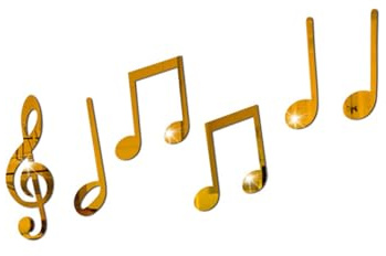 Operitacx 6 Stück Acryl Musiknoten Wandaufkleber mit Spiegeloberfläche Goldfarben Kreative Wanddekoration für Wohnzimmer und Schlafzimmer