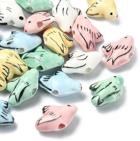 UR URLIFEHALL 20 Stk 5 Farben Handgefertigte Porzellan Taubenperlen Keramik Taubenperlen für DIY Armband Ohrringe Schmuckherstellung Basteln