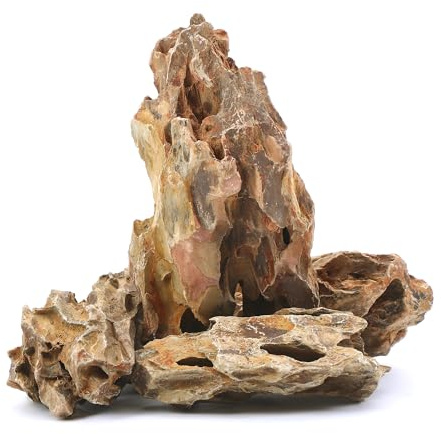 FISCAPE 4 natürliche Aquariumsteine, 5,5 bis 15,5 cm, perfekte Steine für Aquarien, Landschaftsbaumodelle, Tankdekoration, Amphibiengehege – Drachensteine