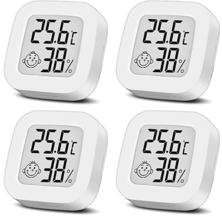 Luftfeuchtigkeitsmesser Thermometer Innen Mini LCD Digital Thermometer Hygrometer für Babyzimmer Seniorenzimmer Arbeitszimmer Wohnzimmer usw. (4PCS)