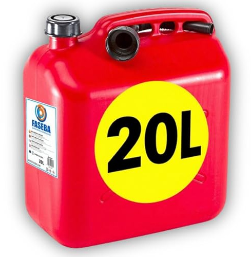 Bidon Gasolina 20L - Con Embudo de Boquilla Flexible para evitar derrames - Con Visor de Nivel para facilitar la visibilidad - Con Homologación Oficial - De Plástico HDPE Duradero y Resistente