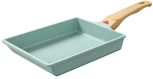 BEAHING Tamagoyaki-Pfanne, antihaftbeschichtet, japanisch, Omelettpfanne, 7, 9 x 6, 3 cm, quadratisch, zum Braten, Holzgriff, grün