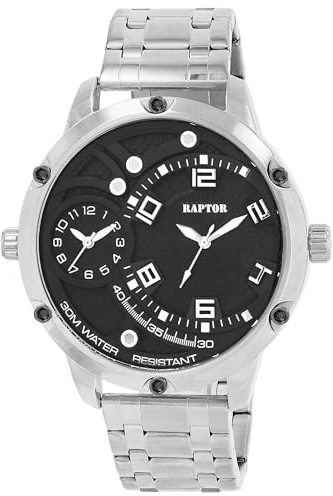 Raptor Damen Armbanduhr Analog in Silber, Gesamtlänge 23.5 cm, Edelstahlarmband – 3 ATM