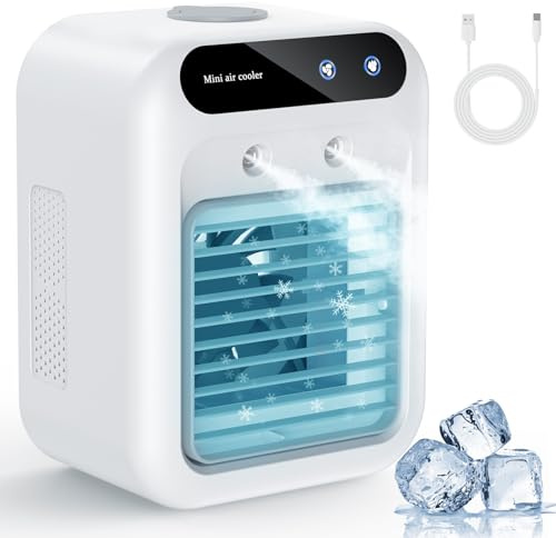 Portable Air Conditioners, Portable Cooling Fan, Quiet Portable AC with Water Tank, Personal Air Conditioner, Evaporative Air Cooler for Room, Bedroom, Office, Camping