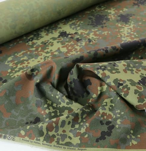 TOLKO flammenresistenter Camouflage Stoff im Ripstop Flecktarn der Bundeswehr | Robust, Farbecht und UV-beständig | Uniform Stoffe zum Nähen Meterware aus Baumwoll-Aramid-Gewebe | mittelschwer