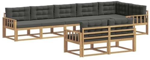 vidaXL Outdoor-Sofagarnitur 6 pcs Weiß und Anthrazit Polyester, Akazienholz Sofa, modernes Outdoor Lounge Set, langlebige Gartenmöbel, vielseitige Sitzgelegenheit für Terrasse
