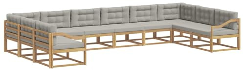 vidaXL Outdoor-Sofagarnitur mit Kissen 10 pcs Weiß und Hellgrau, Moderner Garten-Sofa, strapazierfähige Lounge, Elegantes Patio-Sofa, Sitzplatz im Garten, Möbel für Poolbereich