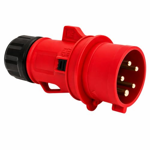 WEBMATEL Clavija Cetac 380V - IP54-3 P+N+T - 32A - Enchufe Macho - Enchufe Industrial 5 Pines Trifásico - Conector Estanco Eléctrico