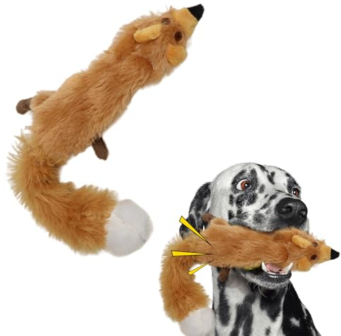Skinneeez Spot Mini Fuchs Hundespielzeug ohne Quietscher, Keine Füllung, quietschendes Hundespielzeug und Welpenspielzeug, ungefülltes Kauspielzeug für kleine und mittelgroße Rassen, 1 Stück