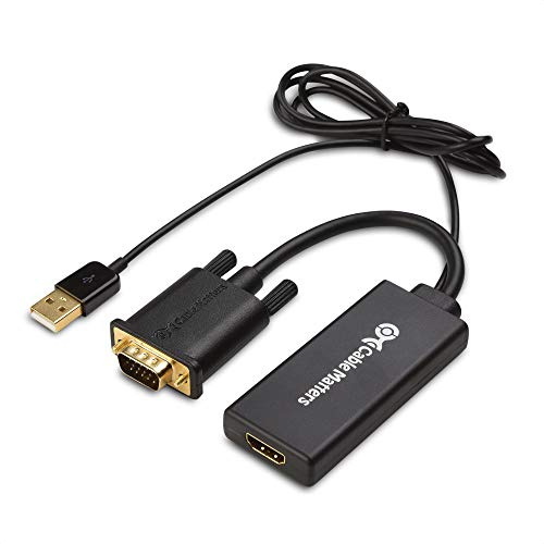 Cable Matters® Transférable VGA vers HDMI Scaler/Convertisseur 1080P en Noir - Prise en Charge Audio
