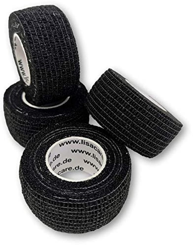 LisaCare Fingerpflaster selbsthaftend - elastisches, wasserfestes, staub- fett- und schmutzabweisendes Pflaster - SCHWARZ - 4 Rollen á 2,5cm x 4,5m