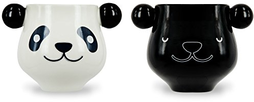Thumbs Up! Taza con Diseño Oso Panda, Cerámica, Negro y Blanco, 11,3 x 10,5 x 11 cm