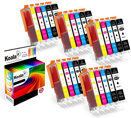 Koala 25 Druckerpatronen Kompatibel für Canon PGI-550XL CLI-551XL PGI-550 CLI-551 für Canon Pixma IX6850 IP7250 IP8750 MG5450 MG5550 MG6350 MG6450 MG7150 MX725 MX925 (5BK/5B/5C/5M/5Y)
