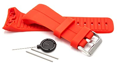 vhbw TPE Ersatz Armband kompatibel mit Polar M400, M430 Fitnessuhr, Smartwatch - 9.0cm + 12.2 cm rot