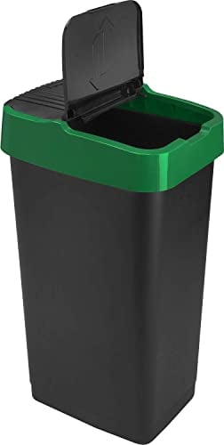 Sterling Ventures Heidrun 60L Plastic Indoor Recycling Bin with Double Swing Lid Top Colour Coded (Green)