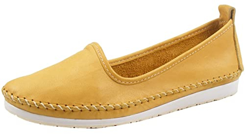 Andrea Conti Damen Slipper Mokassin aus weichem Leder im Boho Style 0027449