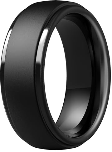 ThunderFit Silicone Rings for Men, Step Edge Rubber Wedding Bands 8mm Wide
