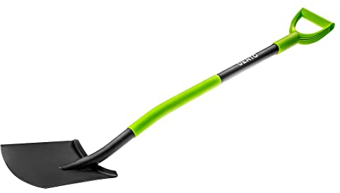 VERTO Spaten Schaufel Gärtnerspaten gehärteter Stahl Hochwertiger Ergonomic Mit Metallschaft Solid Garden Qualitätsstahl zum Umgraben und Ausheben - Grün und Schwarz