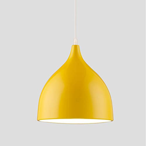 Mengjay Design Industrielle Vintage LED Pendelleuchte Hängeleuchte Φ 17cm für E27 Leuchtmittel, schwarz und weiß wählbar, für Wohnzimmer Esszimmer Restaurant Keller Untergeschoss usw (Gelb)