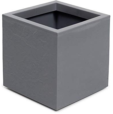 Ondis24 Pflanzkübel Vulkan, 21L Pflanzvolumen, quadratisch, Blumenkasten mit Wasserspeicher, Balkon Outdoor, Blumenkübel (Grau)