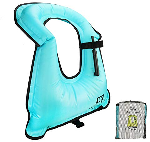 WACOOL Inflatable Snorkel Diving Swimming Scuba Vest Jacket for Adult Youth Kids (Kids, Sky Blue)
