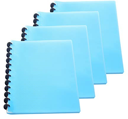 TUKA-i-AKUT [4x] Spiral Sichtbuch PP A4 insgesamt 160 Klarsichthüllen für 320 Blatt (40 Hüllen/Ring-Buch), Solid Ringmappe Präsentations-Ordner aus PP, 4er Set in Blau, TKD8029-blue-4x