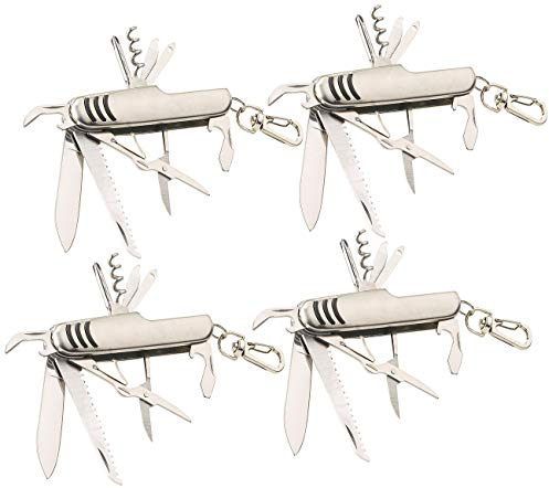 PEARL Reise-Messer: 4er-Set 11in1-Multifunktions-Taschenmesser aus Edelstahl (Offiziermesser, Stainless Rescue Knife)