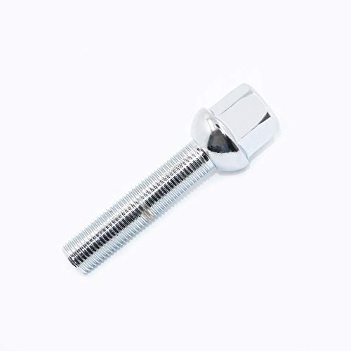 MODAUTO 8 Piezas, Tornillos de Rueda, Pernos Hexagonales de Acero, Zincados, M14x1.25, 52mm, Plateados