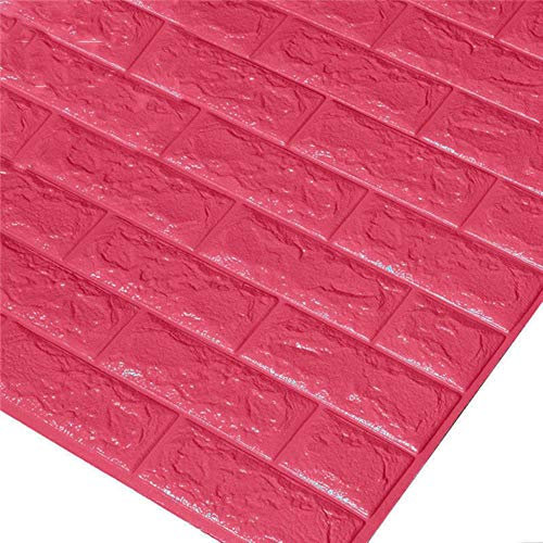 Papier peint 3D en mousse de polyéthylène - Décoration murale en relief - Brique - Papier peint en pierre - 60 x 30 x 0,8 cm - Poster rouge, 30 x 60 cm