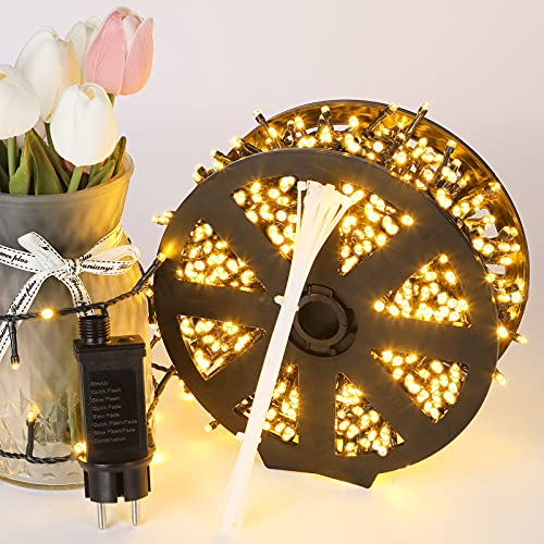 1000LEDs Luci Natale Esterno,Marchpower Catena Luminosa 25M Luci Albero Natale IP44 Impermeabile,8 Modalità Luce,Funzione Memoria Calda Decorazione Natalizia per Casa Interno Giardino Matrimonio Feste