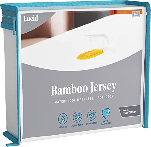 LUCID Protège-matelas en jersey à base de viscose de bambou haut de gamme – ultra doux – étanche, 140 x 190 cm