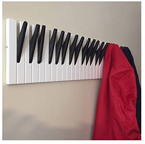 YGLONG Wandgarderobe Klavier Holz Mantel Racks Klavier Schlüssel Wandmontierter Mantel Haken Aufhänger Wanddekoration Schlüsselanhänger Hut Lagerung Organizer Rack Holz Regal Garderobenhaken