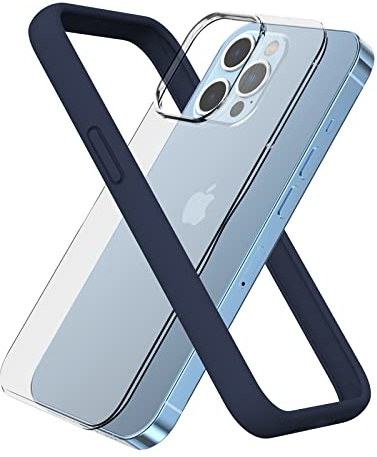 ARSUNOVO Compatible with iPhone 13 Pro Max Bumper Case 6.7 inch, [Raised Edge Protection][Anti-Silp][Anti-Fingerprint] Soft Slim Protective Frame Bumper Cover Come with Hard PC Backplate(Navy Blue)